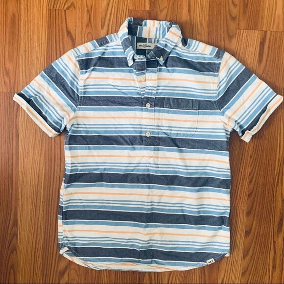 abercrombie short sleeve stripped cotton button down shirt size xl boys - Picture 1 of 6